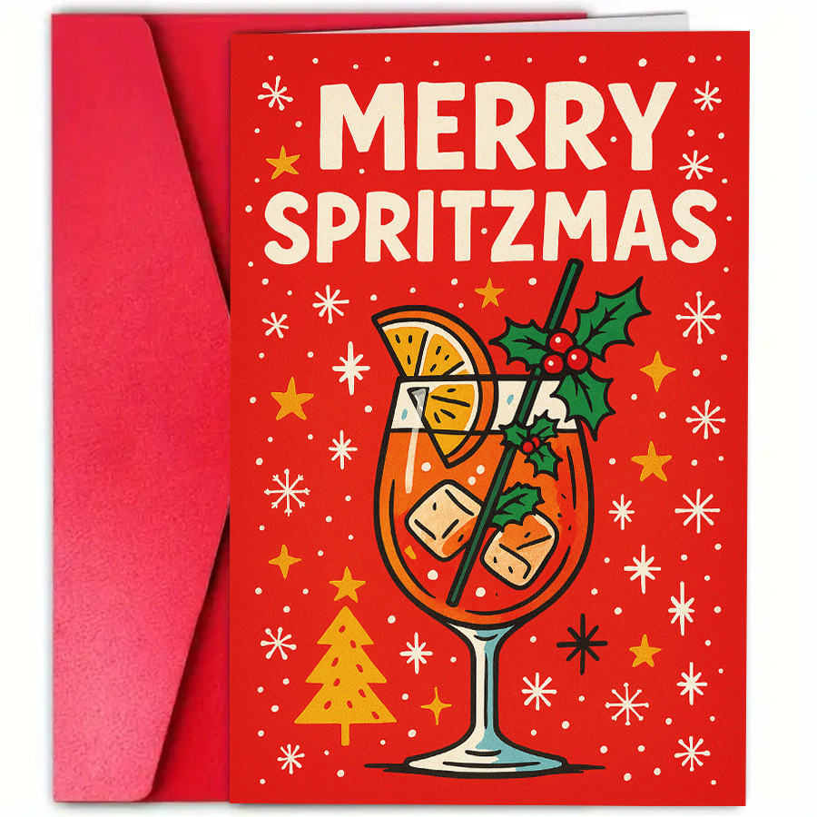 Image of 1pc Festive Merry Greeting Card Perfect For Colleagues Holiday Cheers With A Fun Theme Gift For Christmas Parties