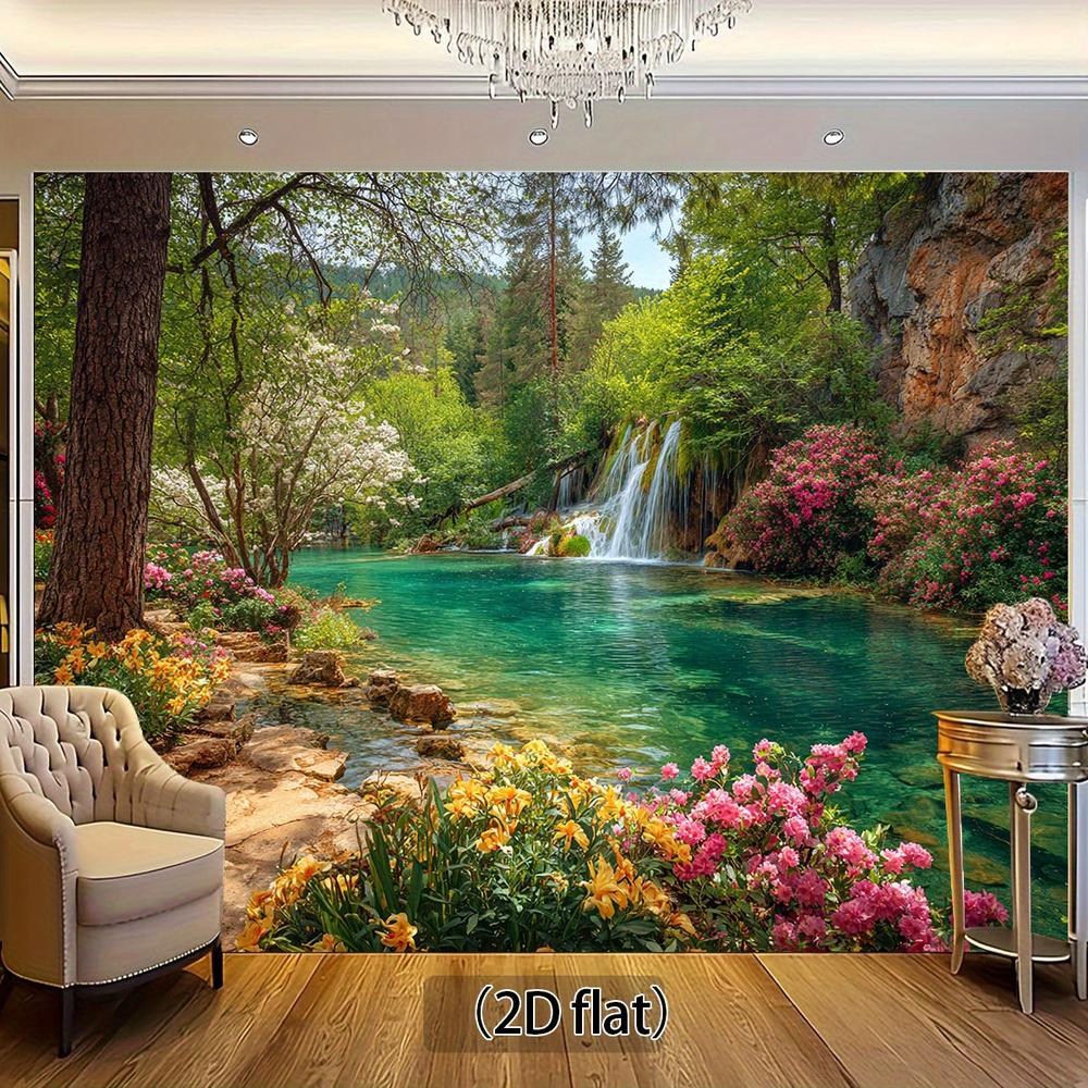 2d flat 2d flat 2d flat 2d flat 2d flat 1pc large wall mural backdrop turquoise   waterfall   and       self   wallpaper like wallpaper for home decor events