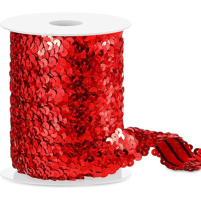 E-shop Elastisches Paillettenband zum Basteln, 1,1 Zoll Paillettenband zum Nähen von Kleidern und Stirnbändern - 5,5 Yards Stoff Metallic Stretch