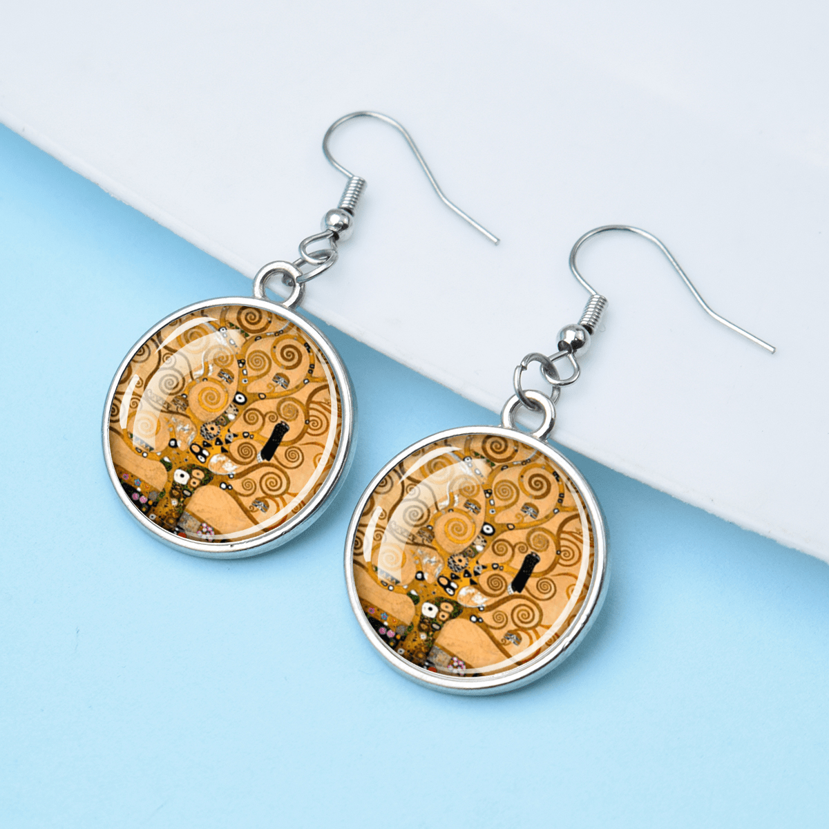 Art Tree of Life Nature Theme Gem Pendant Earrings, Gift for Her