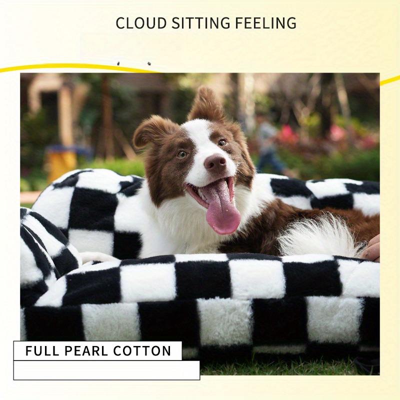 non slip washable dog bed plush sofa lounger with     soft polyester pet cushion for small medium large breeds indoor outdoor use easy   bed for   or gifting checkered pattern durable construction Product details 1