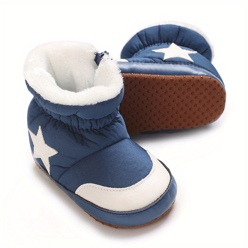 Image of Winter Children's Boots With Star Decoration, Comfortable And ' Snow Boots For Boys And Girls, Warm, Thickened, And Plush-lined Boots