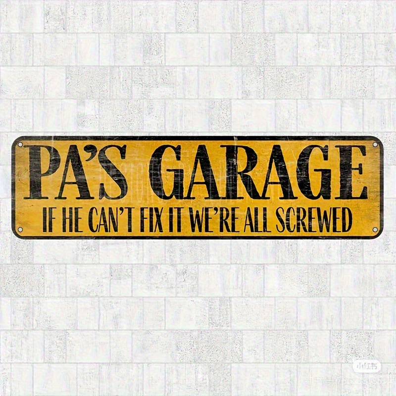 TEMU 2d Flat, 1pc "pa's Garage" Retro Metal Wall Sign - Waterproof Iron Garage Decor Suitable For Home, Bar, Cave & Garage - Vintage Hanging Sign For