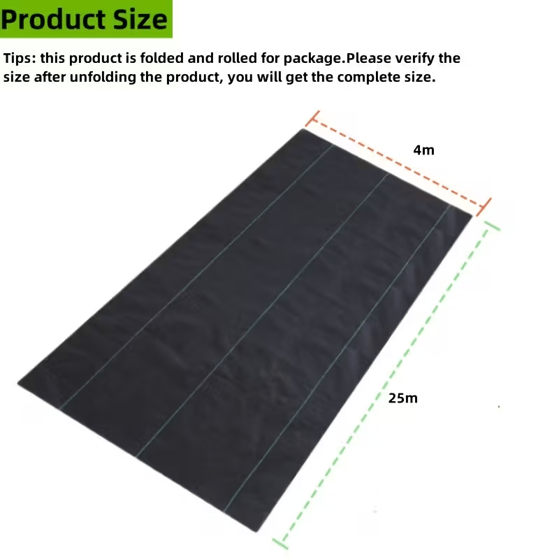TEMU 4* 25m Heavy-duty Weed Control Membrane Suitable For Artificial Grass, Landscaping Ground Cover - Black Weed Barrier Fabric, Uv-resistant