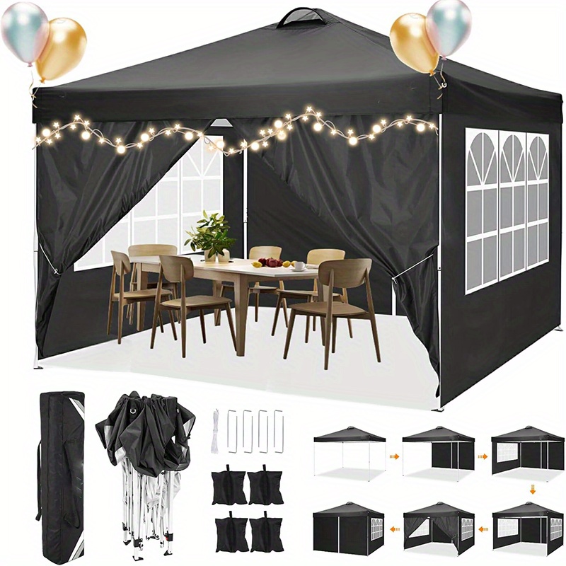 E-shop 3×3M Pop-up Outdoor Zelt, Sonnenschutz Zelt, Einfach Aufzubauen, 3 Einstellbare Höhen, Dachventilation, 4 Sandsäcke, Tragetasche, Geeignet für