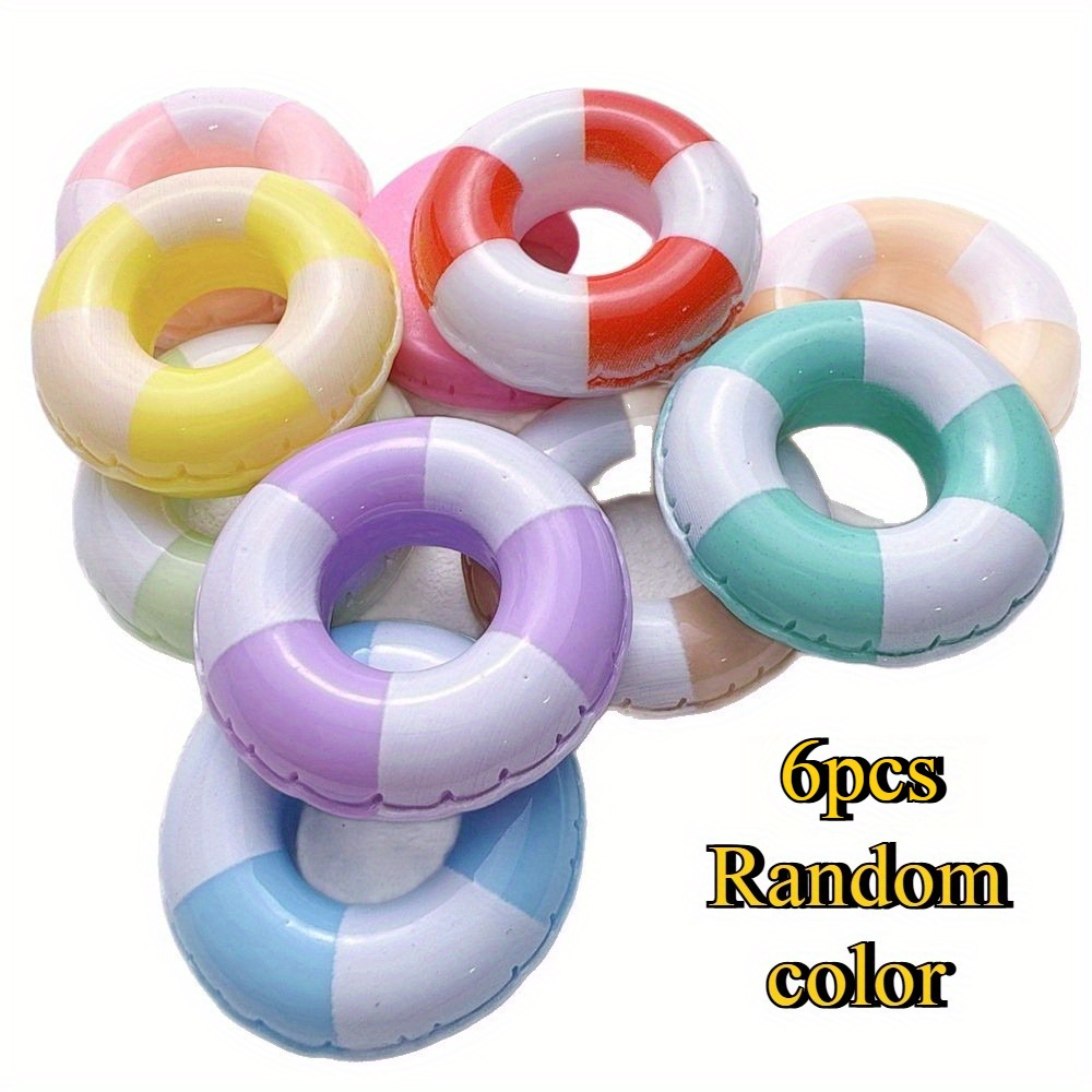 Image of 6 Simulated Mini Swimming Rings In Random Colors, Perfect For Display Screen Decoration, Desktop And Car Dashboard Embellishments, And Craft Additions
