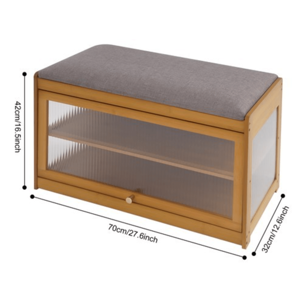 Entryway Shoe Bench With Cushion, Shoe Rack Bench 70cm Brown