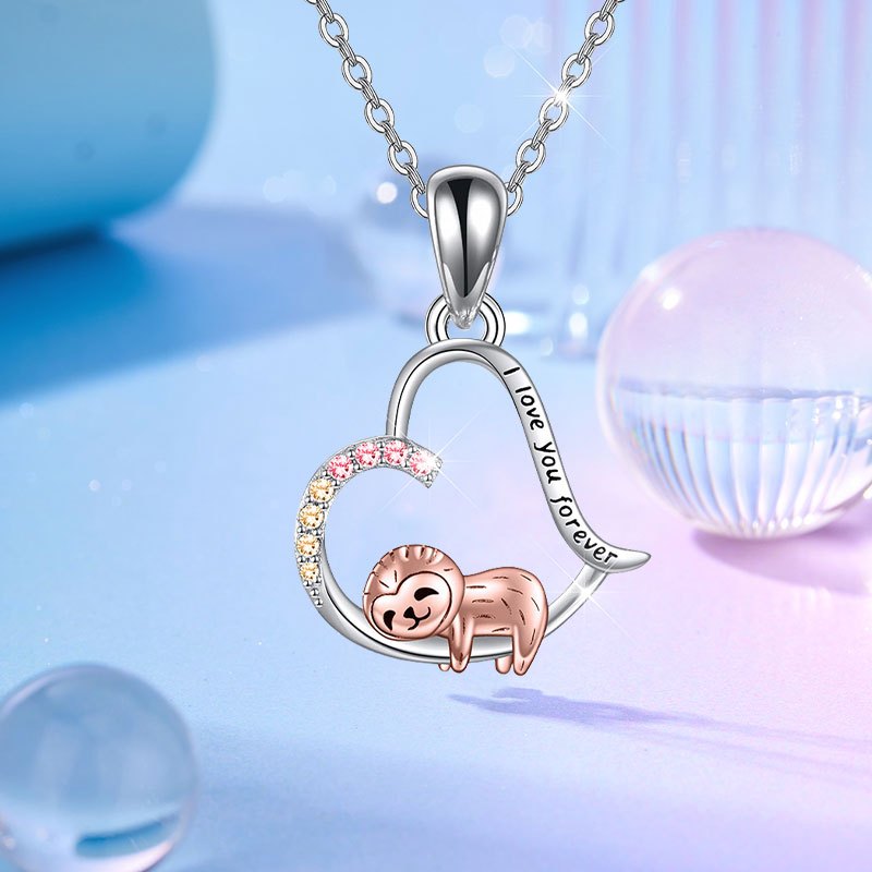 Rose Gold Necklace Cute Pendants Sloth Diamond Necklace Sloth