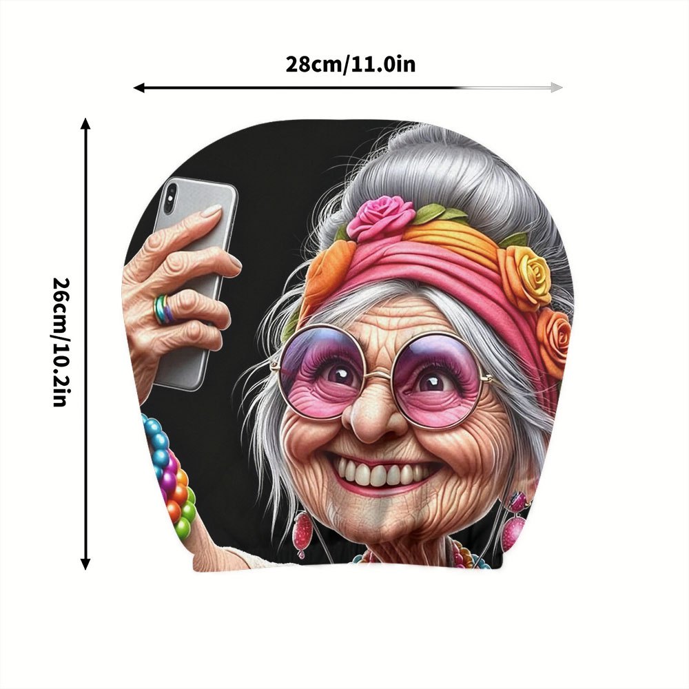 2pcs, Trendy Retro Grandma Style Printed Car Headrest Covers, Interior Decoration, Universal Fit, Machine Washable, , Suitable For Road Trips And Daily , Perfect Quirky Car Decor, Seat Protection