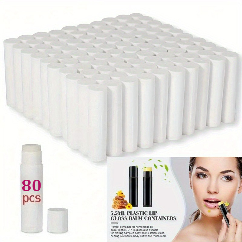 TEMU 80 .5g Twist-open Lip Balm Tubes, Blank Plastic Lip Gloss Containers That Used For Homemade Lipsticks, Lip Balms, And Solid Perfumes