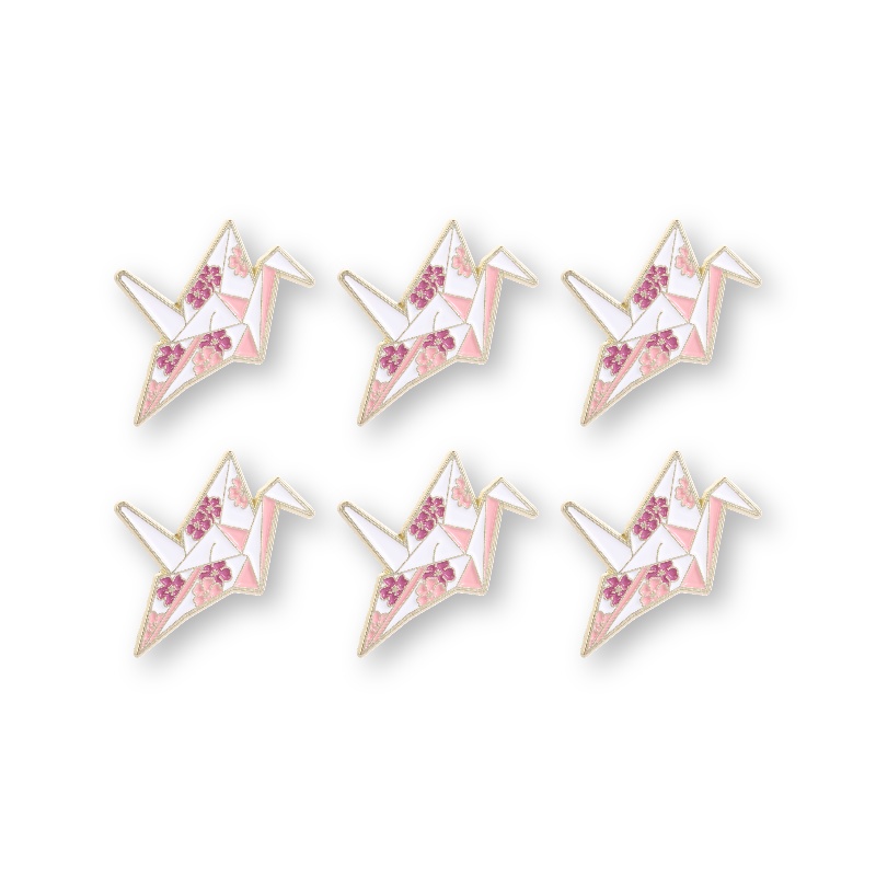 TEMU 6pcs Cherry Paper Cute Brooches - Rose Golden Origami Crane Cartoon Pins - Blessing And Meaningful Additions - Fashionable Pins For Clothing,