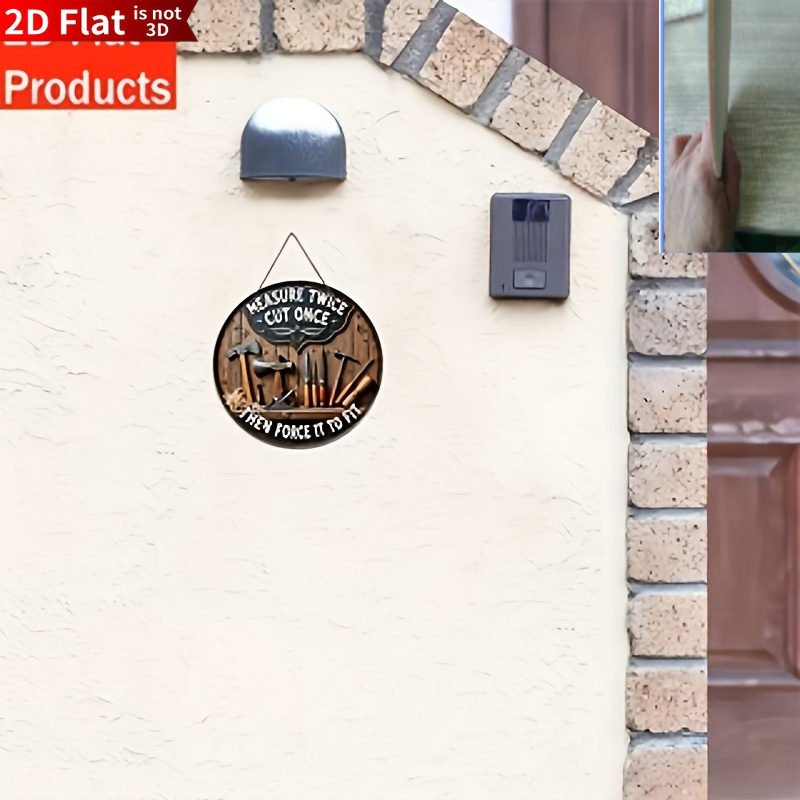 TEMU 2d Flat Decorative Plaque And Ornament, Vintage Tools Wooden Wall Art Sign - Fun Woodworking Decor With Measurement Quotes - Workshop, Garage,