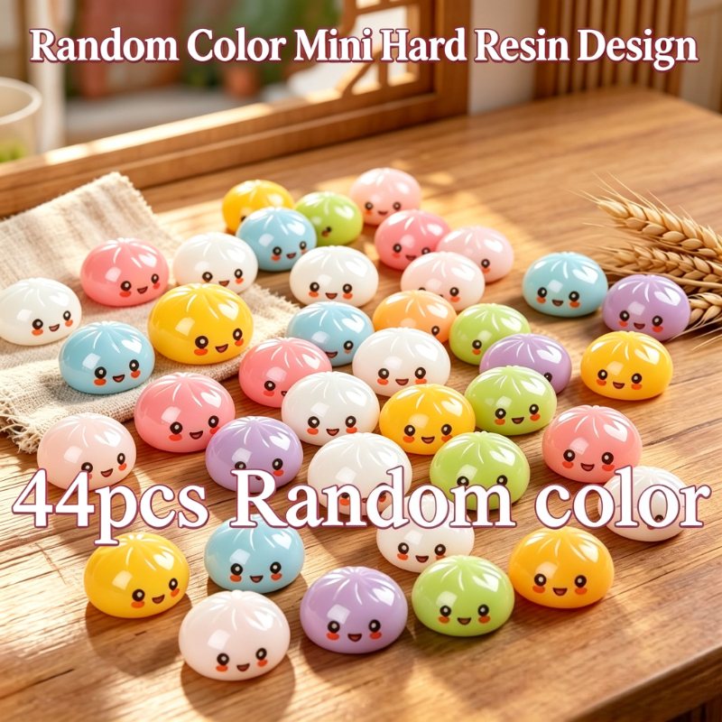 TEMU Set Of 44 Cute Mini Resin Bun Car Ornaments; In Solid Color Or -the-dark Styles (colors At Random). Suitable For Car Dashboard Decoration,