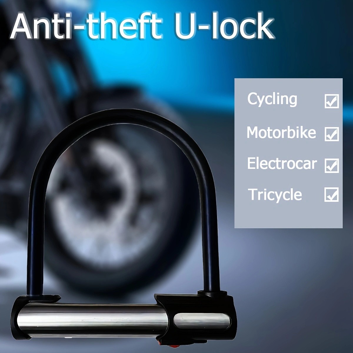 Lock Electric Bike U-lock Solid Lock For Motorcycle Tires|u-shaped Anti-theft Lock, Suitable For Bicycles And Motorcycles