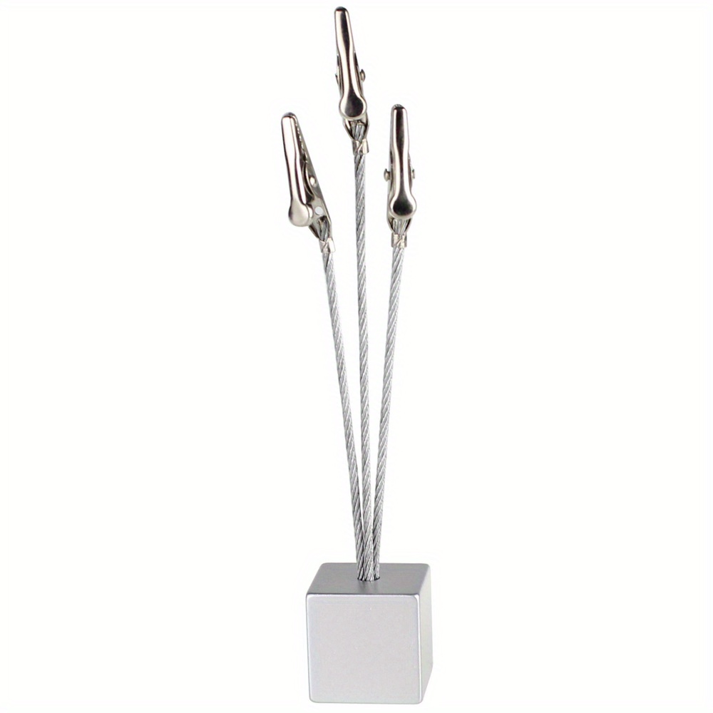 Set Of 2 Three-wire Memo Holder Cubes For Displaying Pictures, Notes, Or Cards On Your Desk. Paper Photo Holders Feature Alligator Clamps And Are Perfect For Office Or Business Use
