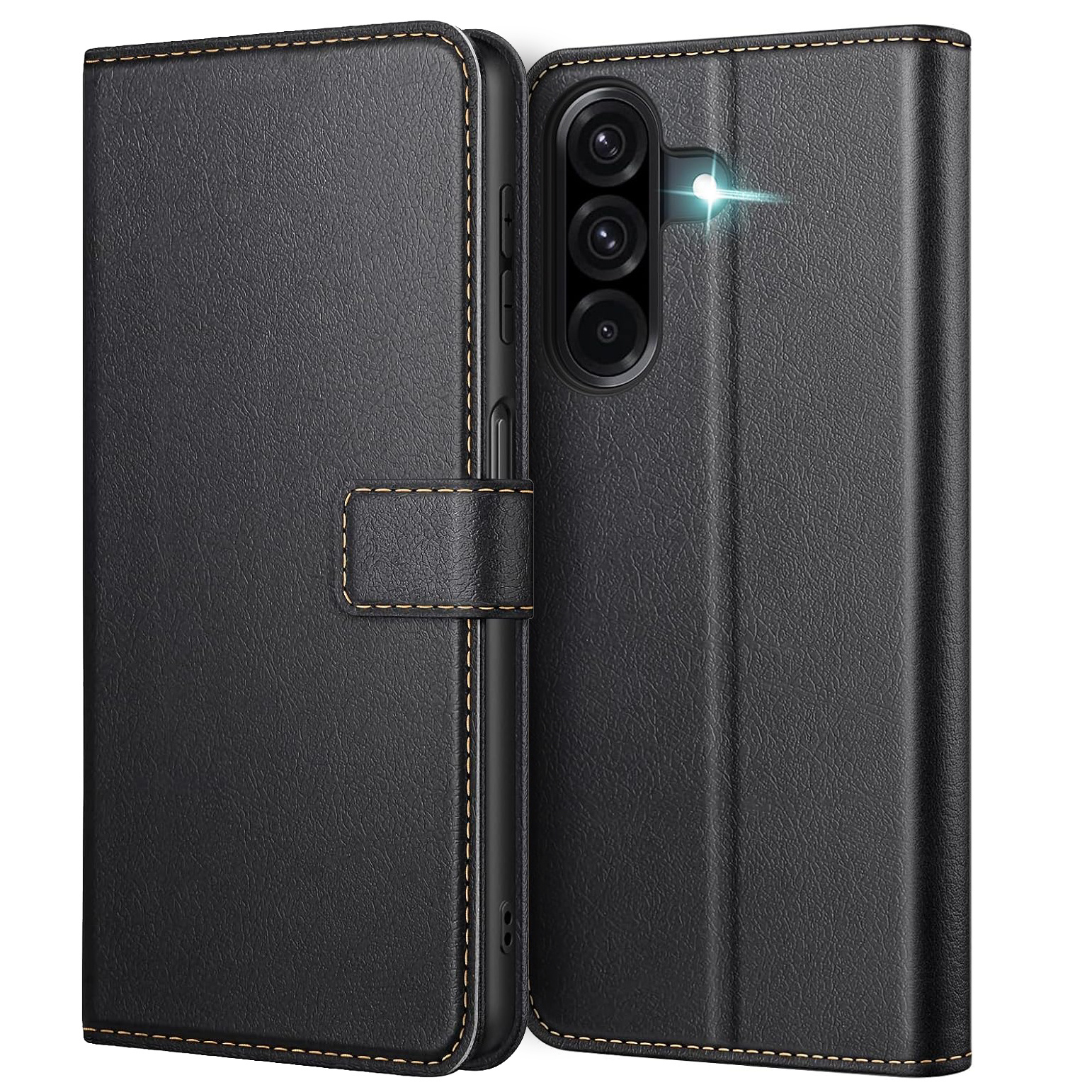 TEMU Phone Case: For For Galaxy A17 Case Synthetic Leather, Delicate Texture Simple And , Card Slot, Magnetic Closure, Stand Function, Wallet Flip