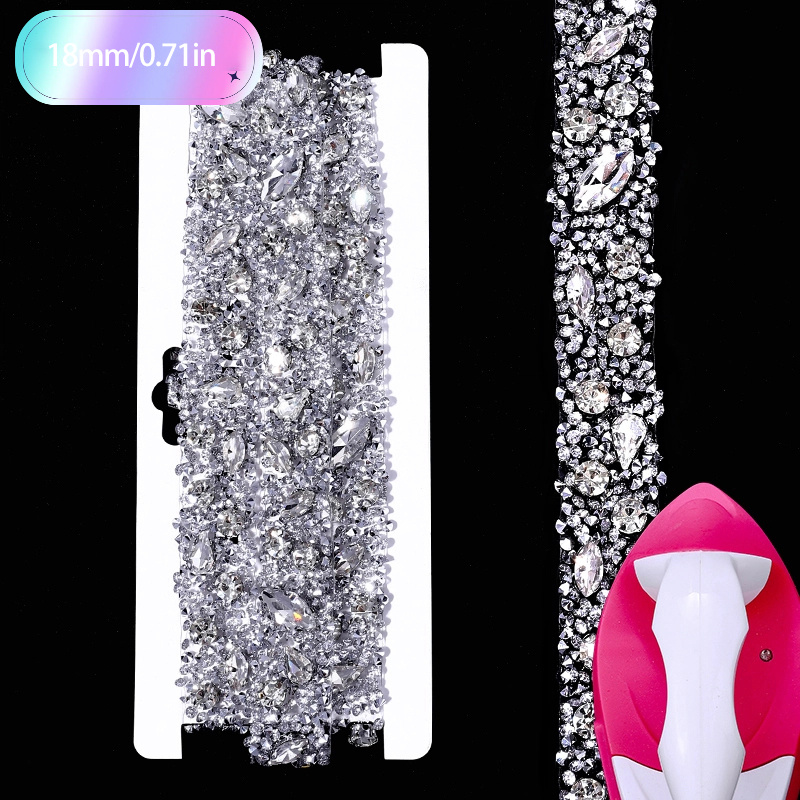 Image of 1.8/ 2.5/ 3.5cm(0.71/ / 1.38in) Hot Fix Clear Rhinestones Trim Shiny Crystal Strips For Cloth Bag Shoes Home Decor Wedding Christmas Party Diy Crafts