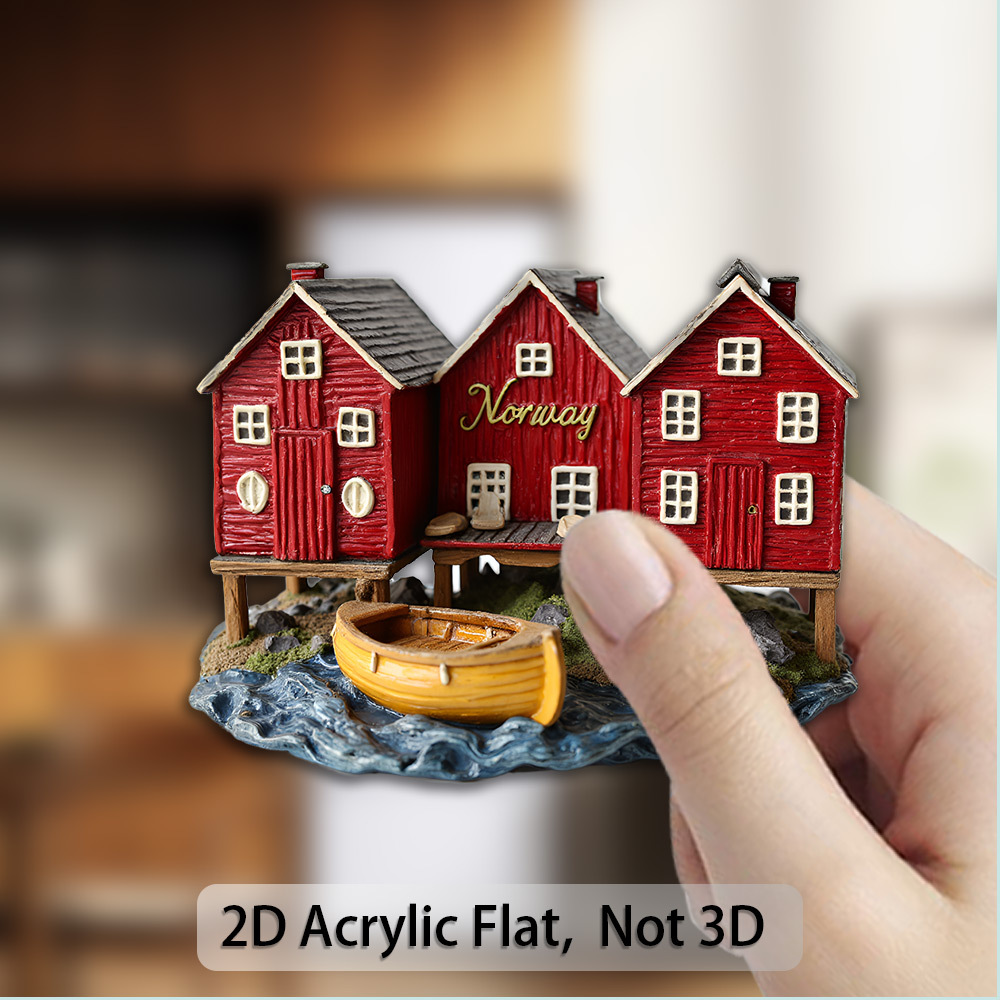 TEMU Adorno magnético noruego, 1 pieza - Miniatura de barco de con noruegas y decoraciones blancas, imán acrílico para imanes de nevera,