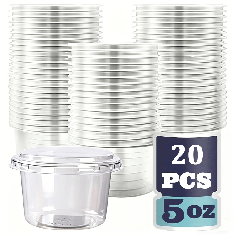 20pcs 5oz plastic dessert cups 10 cups 10 lids food grade containers bakery cake   food samples storage