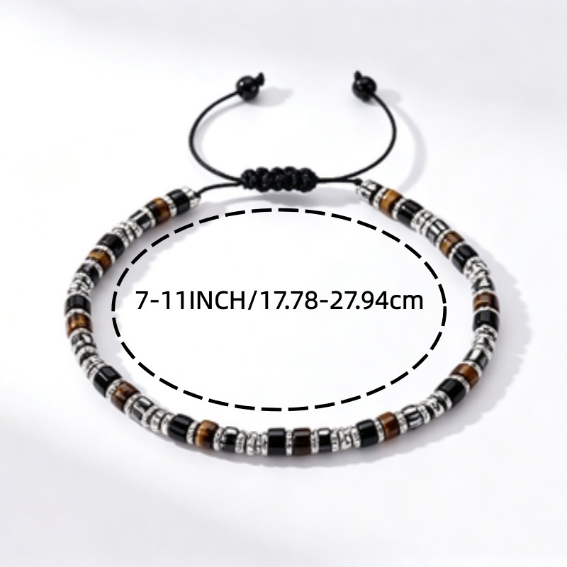 Triple Protection Natural Stone Men's Beaded Bracelet