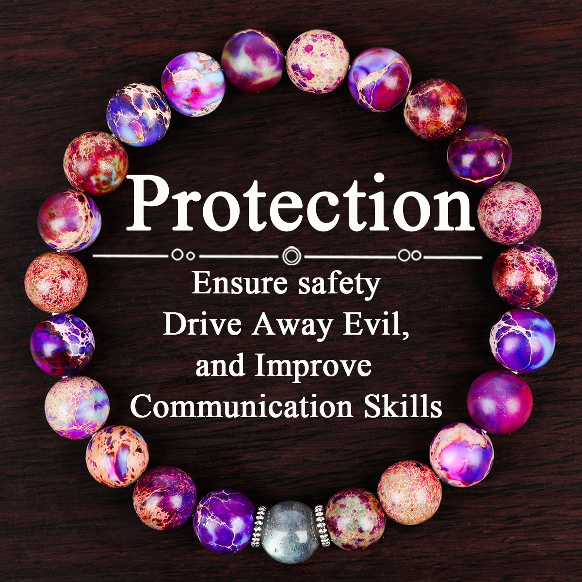TEMU 1pc Of Protection Theme Bracelet Of Ocean Sediment Stone And Natural , Symbolizing Positivity And Stability A Perfect Jewellery Gift For