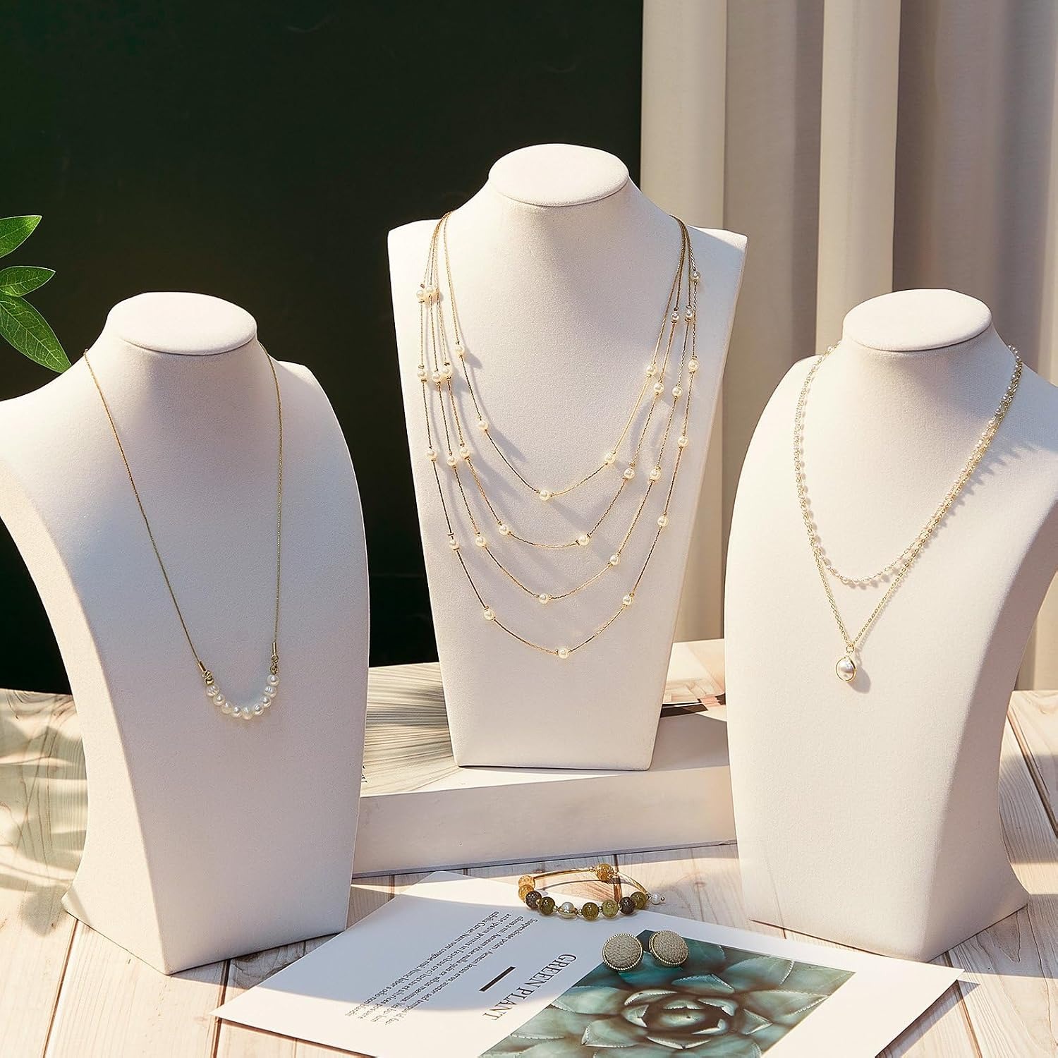 4pcs Velvet Necklace Display Bust Stand for Trade Show