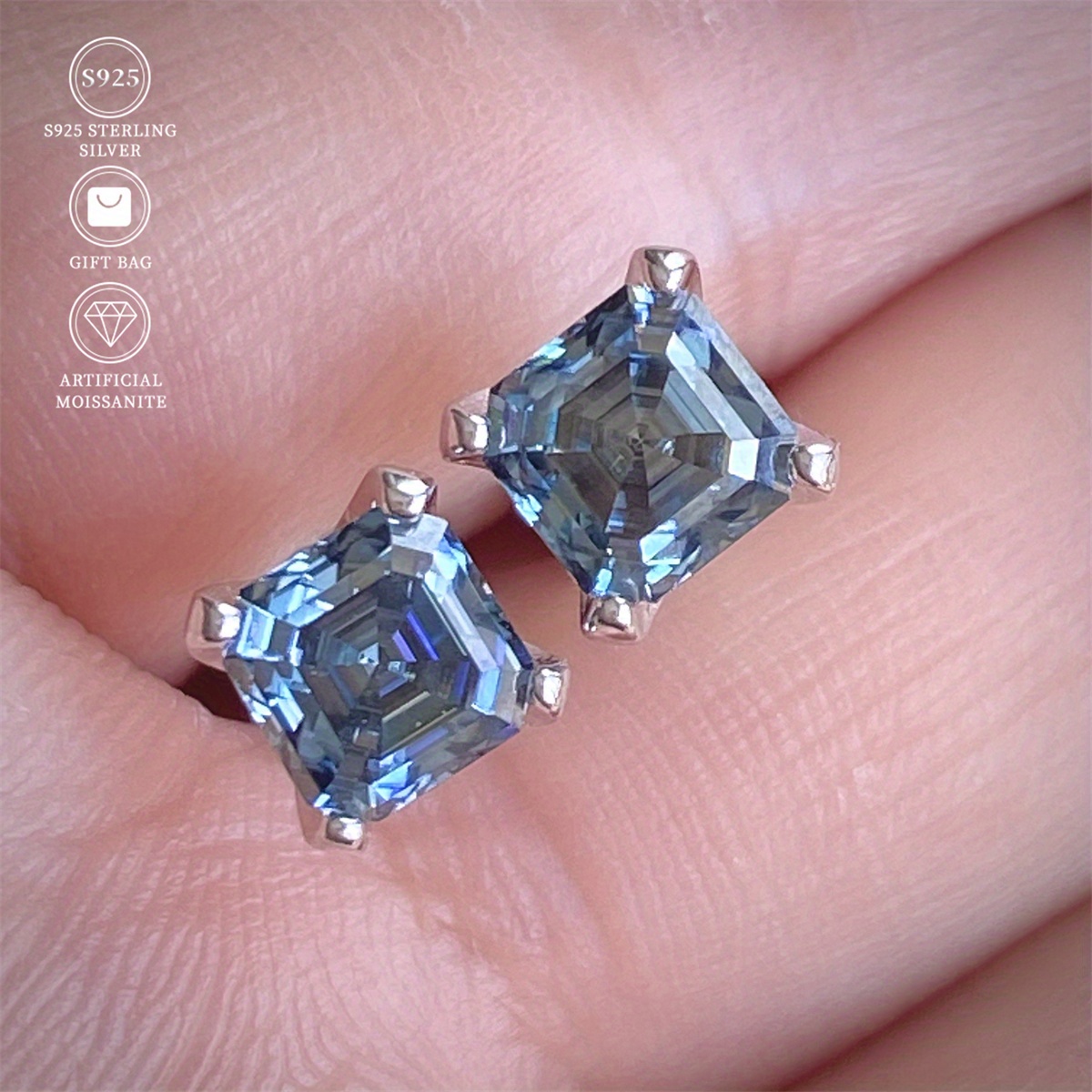 Women's Moissanite 925 Sterling Silver Earrings, Elegant Gift