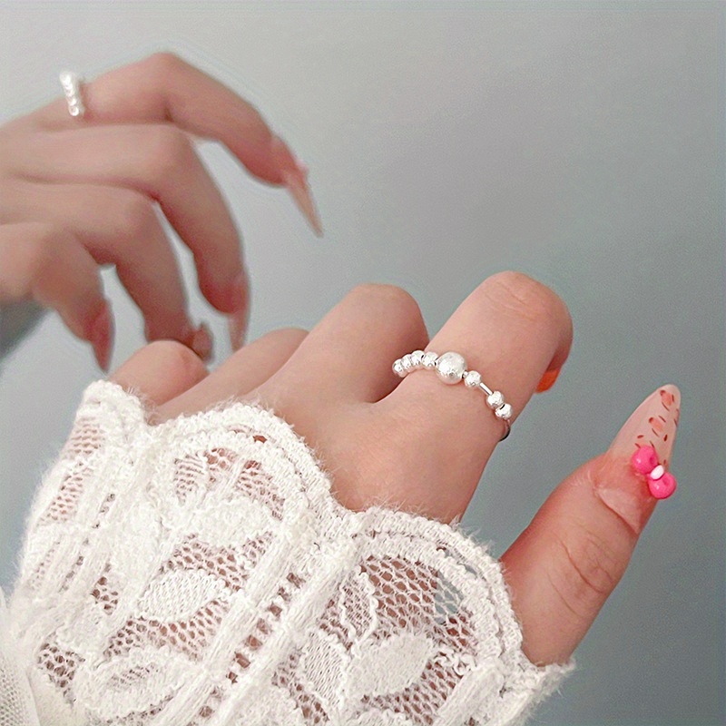 elegant rotatable stainless steel ring with sparkling beads non fading anxiety bead ring for daily wear gifting   accessory gift jewelry elegant ring design durable jewelry Product details 4