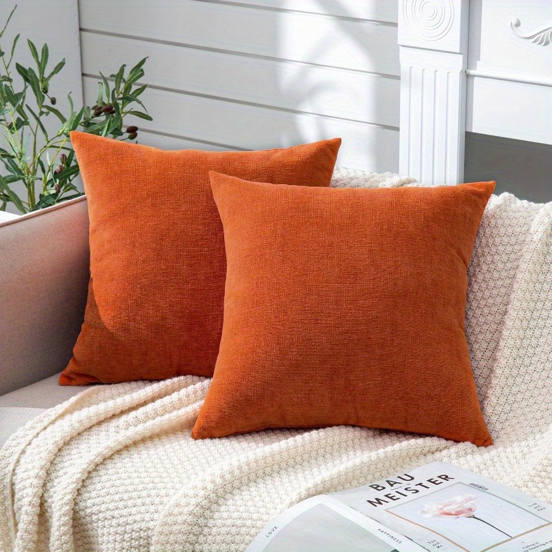 2pcs 18x18 inch orange double sided printed pillow covers   decorative   covers with zipper closure machine washable suitable for sofa   room bedroom decor   not included textured fabric design