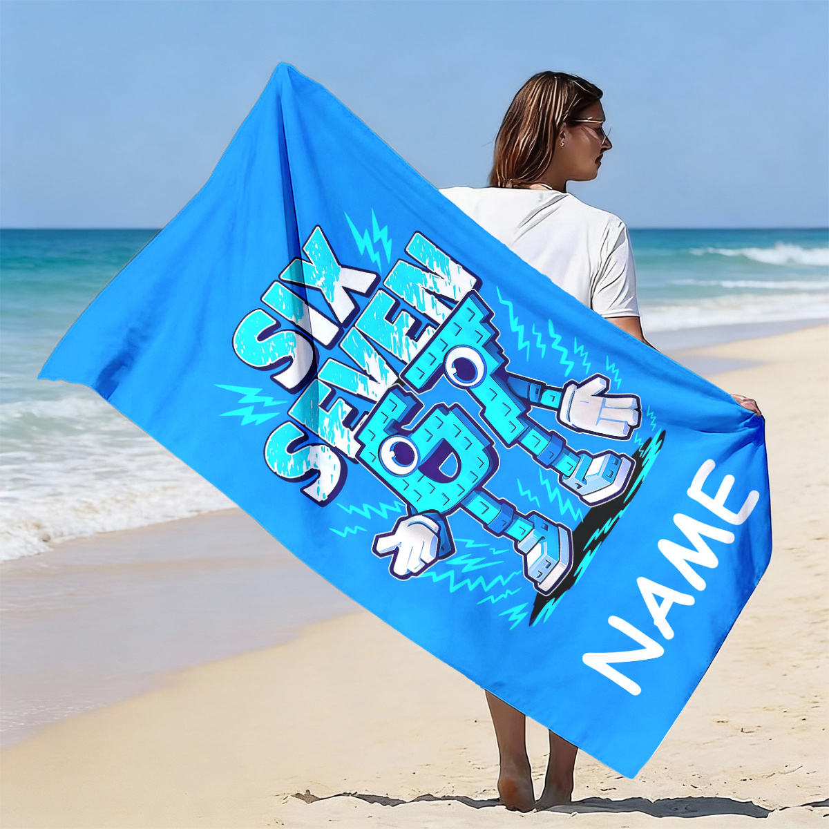 1 customizable name blue 67 robot beach towel - Temu Mauritius