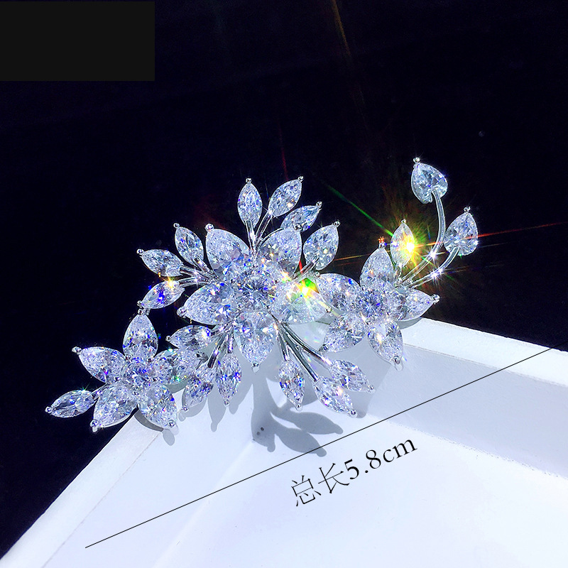 1pc luxury zirconia floral brooch elegant zirconia floral brooch luxury high end korean style versatile pin for   for   special occasions ideal valentines day birthday gift 2