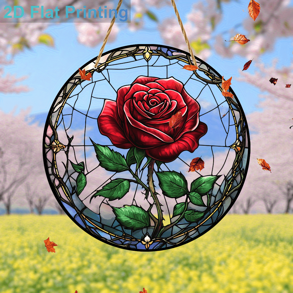 TEMU 2d Flat, 2d Flat Translucent Gothic Rose Acrylic Sun , Ideal For /graduation Season/housewarming Gifts, For Flower And Art Enthusiasts, Use,