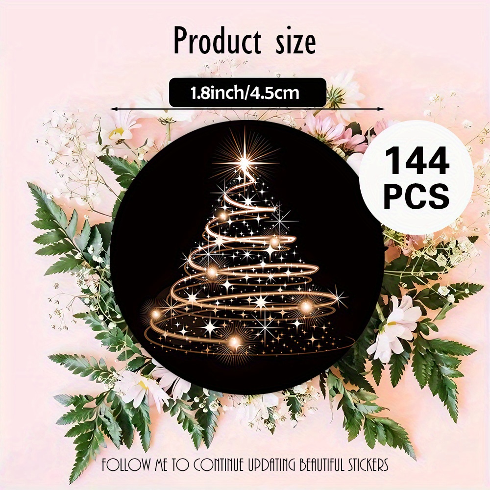 TEMU Sets Of 48, 96, Or 144 Round Stickers Featuring A Sparkling Christmas , Holiday Decorations, Gift Tags, Party Invites, And A Festive Atmosphere