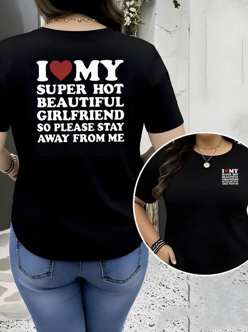 item picture womens casual sport fitness crew neck t shirt with humorous back my beautiful girlfriend so away from me soft ideal for daily wear or gym