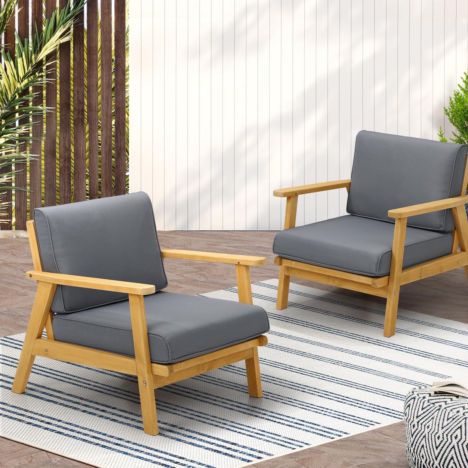 TEMU Set Of 2 Outdoor Lounge Chairs Made Of Wood For Patio And Garden Use