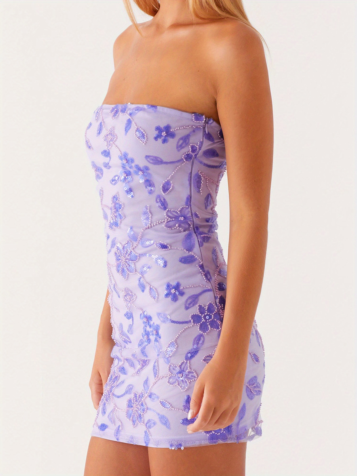 fitted lace wedding dress Lona Midi Dress in Ditsy Rose Lilac main image 1