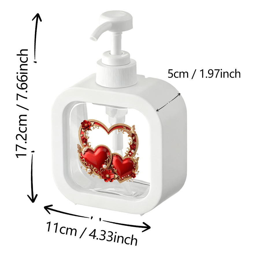 TEMU 1pc Refillable Shampoo Bottle Dispenser With Hand Press Pump - Red Flower Decorative , Cute Decor, Perfect For Bathroom, Kitchen And Travel -