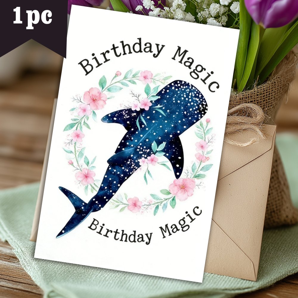 TEMU A Fun Birthday Card | A Unique Gift For Women, Men, , Colleagues, Sisters, Husbands, And , Ideal For Christmas, Featuring A Floral Whale Shark