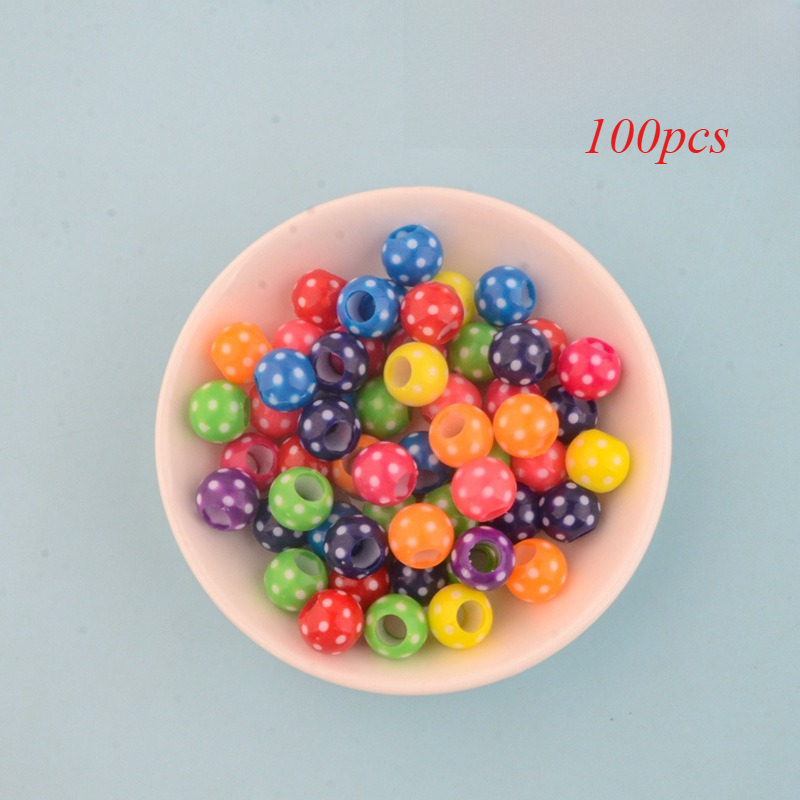TEMU 100pcs 12*10mm Colorful Polka Dot Acrylic Beads With Large Holes, Materials, Diy Beading, Handmade Diy, Decorative Supplies, Apparel Decoration