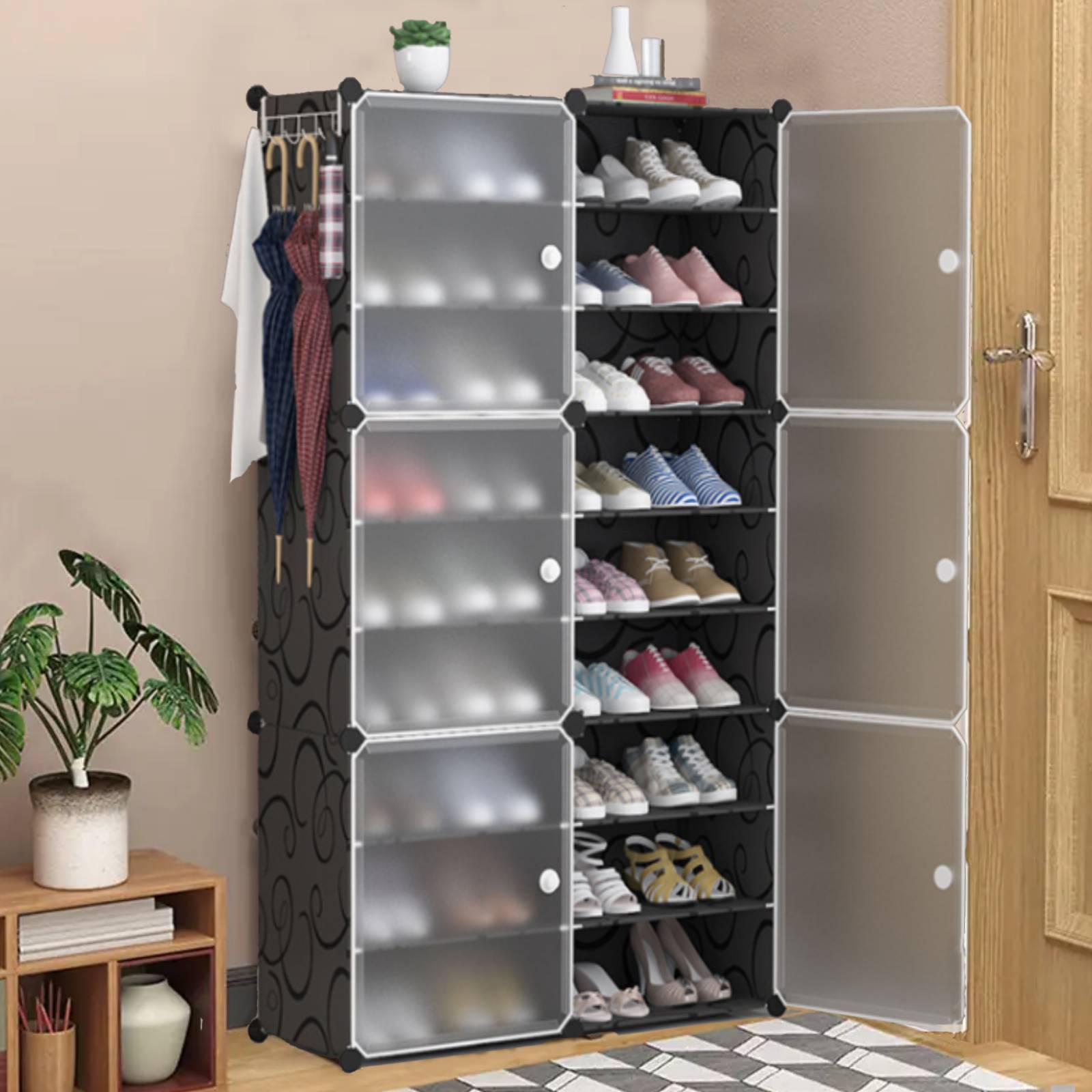 TEMU Tall Shoe Rack Multi Layer Shoe Cabinet Large Capacity Multifunctional Vertical Shoe Rack Organizer For Doorway Entryway