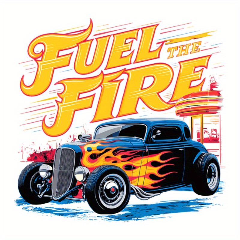 TEMU 4pcs Durable And Washable Hot Stamping Vintage Car Heat Transfer Stickers- Diy Heat Transfer Patches, Suitable For T-shirts, Jackets, Jeans|