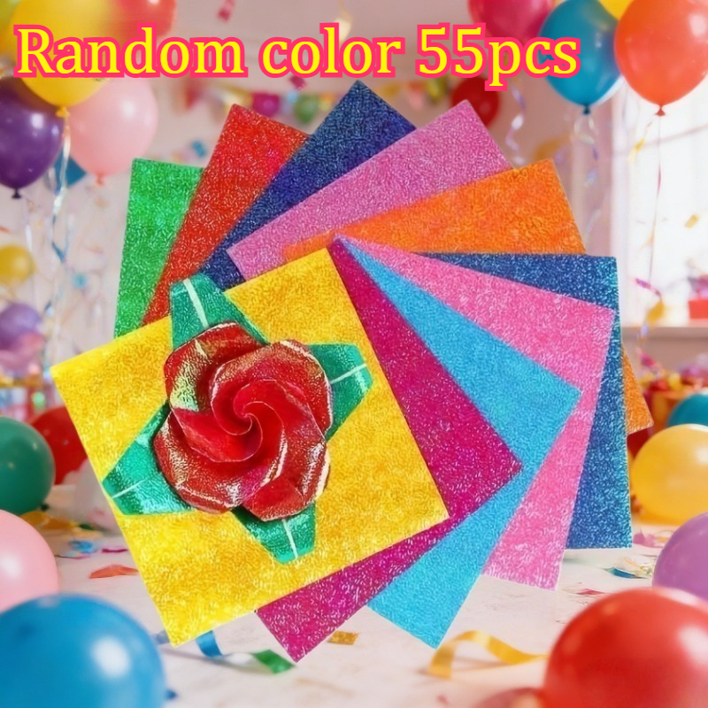 TEMU 55 Sheets Of Random Color Glitter Cardstock With A Shiny Surface - Scrapbooking, Party Decorations, School Projects, Weddings, And Birthday