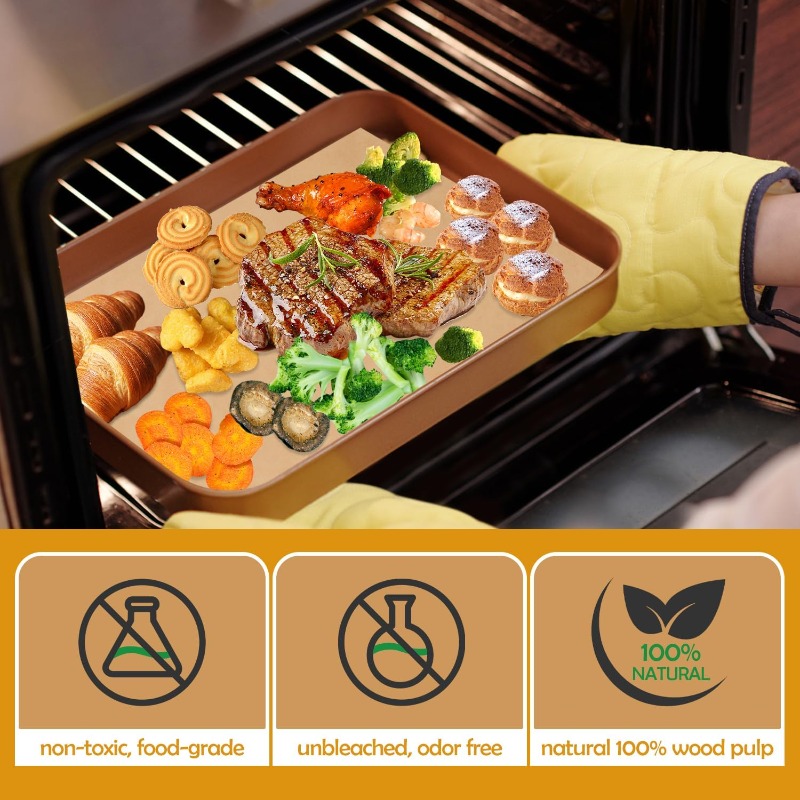 600pcs unbleached parchment paper sheets for baking 9 x 13 inch nonstick precut quarter sheet size parchment paper for baking cooking air fryer oven 9x13600pack Product details 3