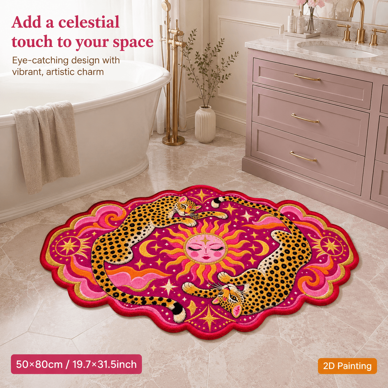 TEMU 2d Flat, 2d Flat, 1pc 2d Painting 850g/m2 Velvet Floor Mat, Warm Style, Suitable For Bedside Rugs, Doorway Entrance Mats, Living Room, Bedroom,
