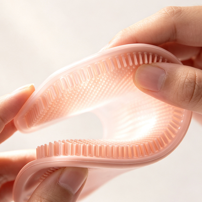 3pcs Set Silicone Bath Brush with Hair Ties