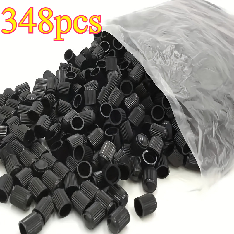 348pcs Universal Black Plastic Tire Valve Caps, Dust Resistant Valve Covers, Compatible With Cars, Suvs, Motorcycles, Trucks And Bicycles