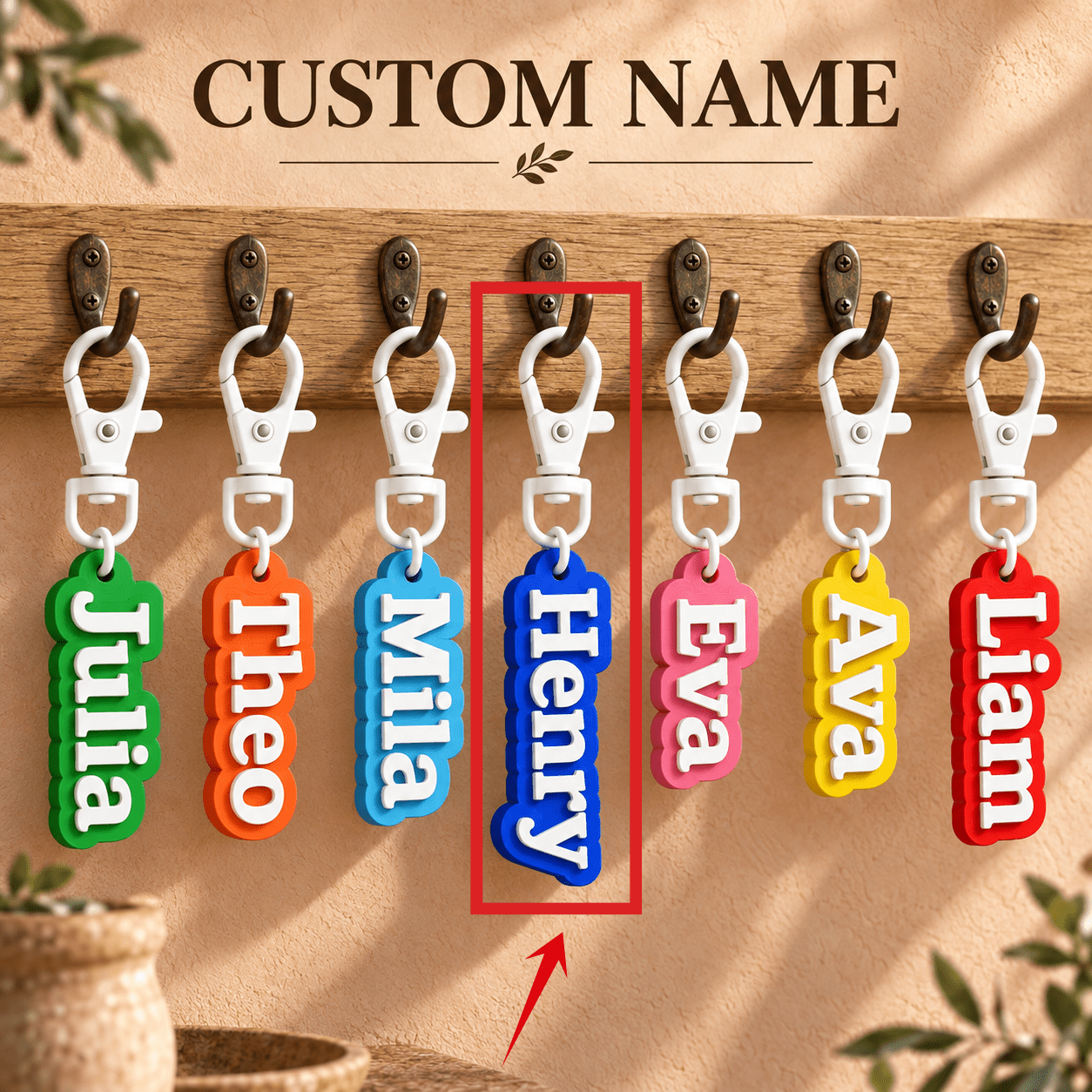 TEMU Personalized 3d Printed Name Keychain, Name Accessory For House Keys And Everyday Bags, For Birthdays And Anniversaries, Available: Pink, Red,