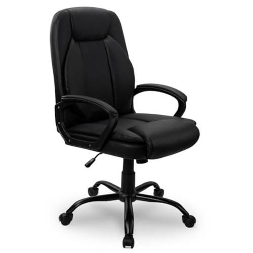 office chair chair classic pu leather padded back height adjustable and tilt 350lb capacity office computer desk chair with armrest black 26d 75w x 42h