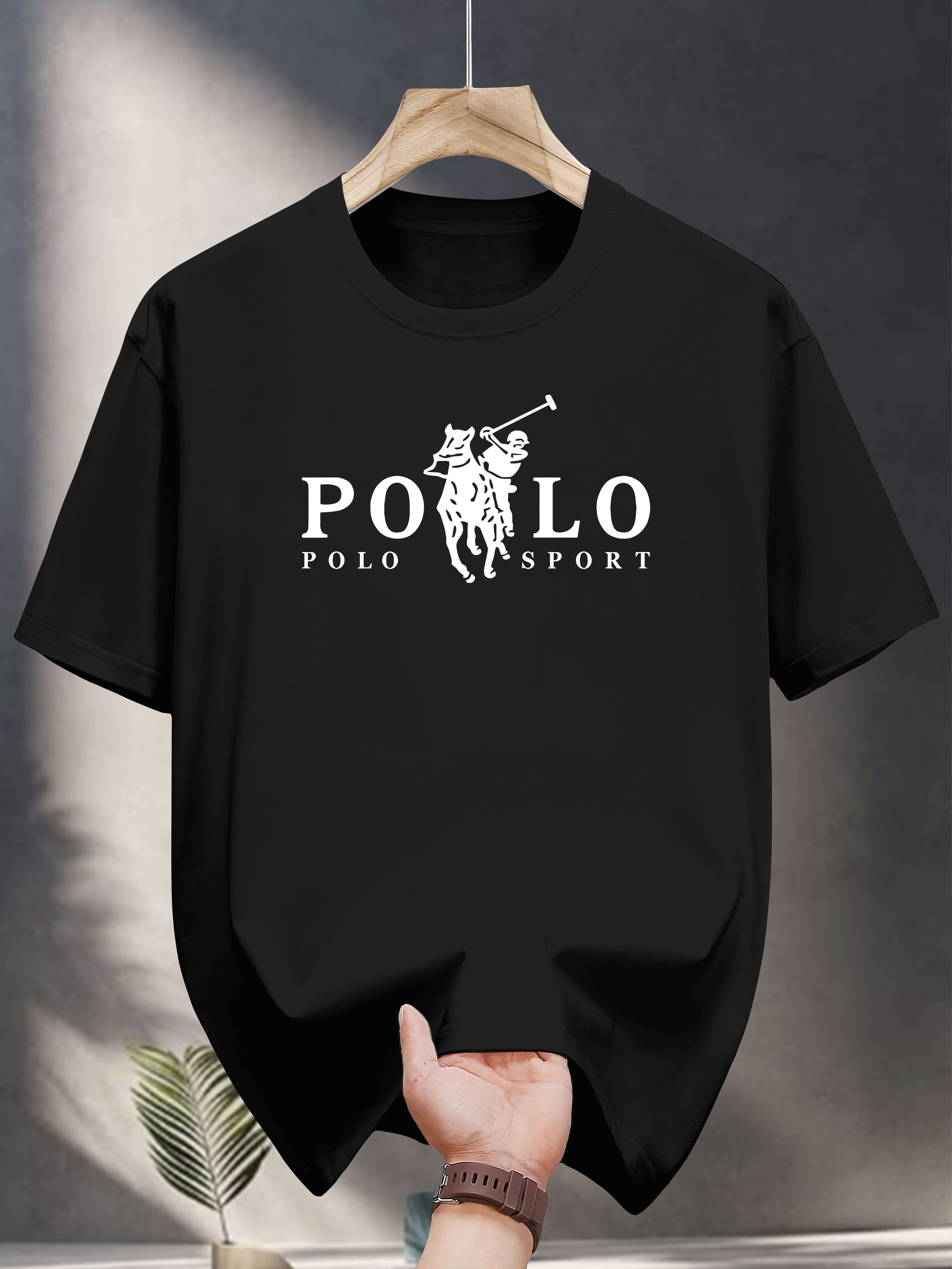 Men's Heavyweight 200gsm 100% Cotton Sport Graphic T-Shirt - Black Crew Neck Casual Tee for Everyday & Formal Summer Outfits - Breathable Everyday Essential Shirt