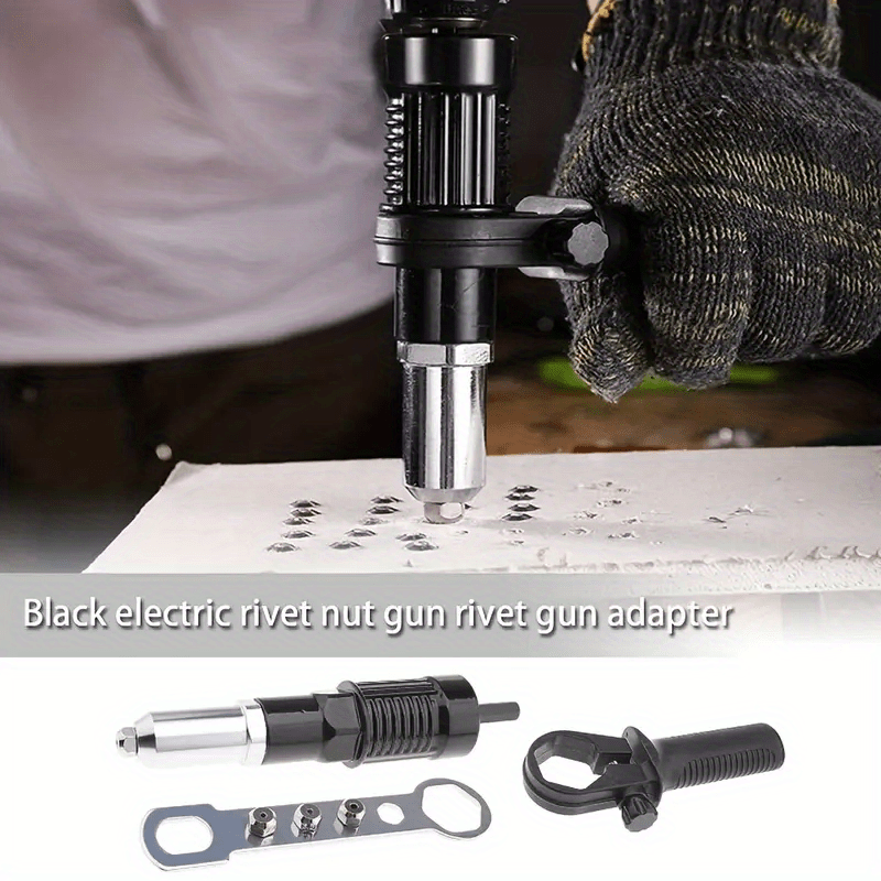 TEMU 7pcs Professional Rivet Gun Adapter Set With 2.4/3.2/4/4.8mm Rivets, Hex Shaft For Furniture, Auto Parts & Metal Sheet Tools